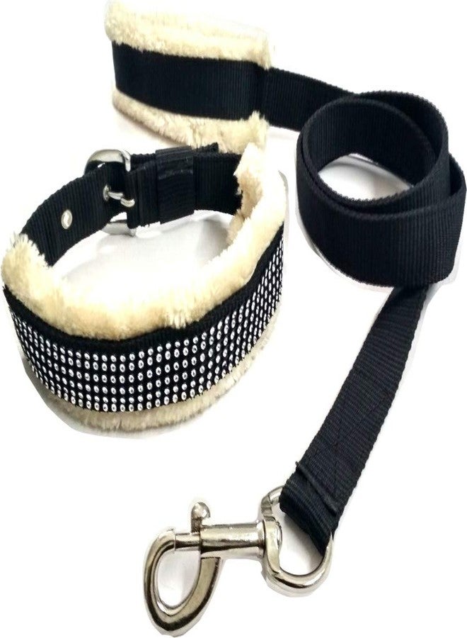 Eagle Pets Large Nylon Black & White Dog Harness Leash & Collar Set with Soft Fur (Chest Size : 28-34 inch) ' Adjustable ' (Large, Black & White) - Image 2